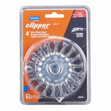 Tool Time 4 in. Clipper Knotted Wire Wheel Brush - Carbon Steel 12500 rpm TO3309332